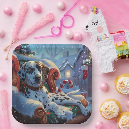 Dalmatische Hond Kerstfeest Papieren Bordje (Feest)