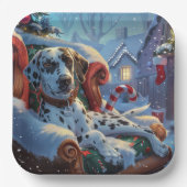 Dalmatische Hond Kerstfeest Papieren Bordje (Voorkant)