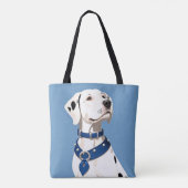 Dalmatische hond met blauwe halsband draagtas (Achterkant)