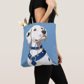 Dalmatische hond met blauwe halsband draagtas (Dichtbij)