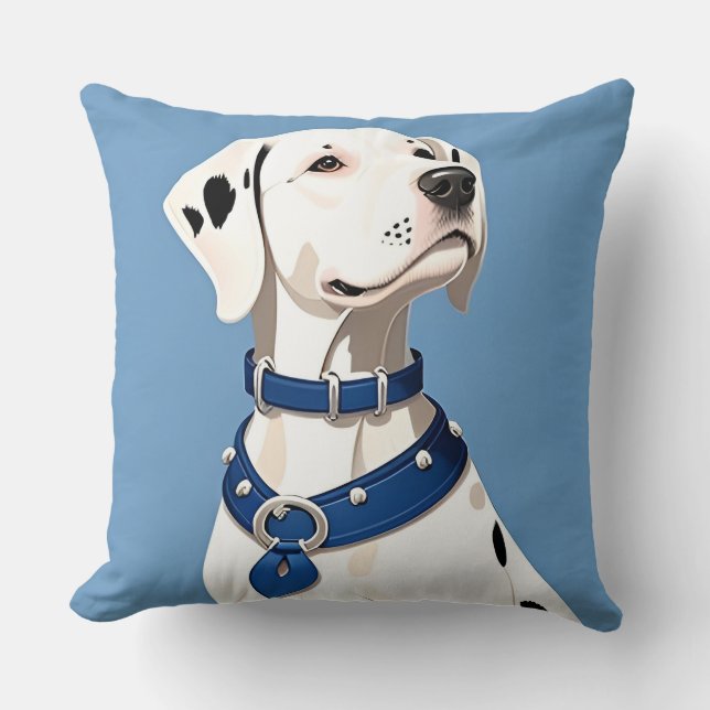Dalmatische hond met blauwe halsband kussen (Voorkant)