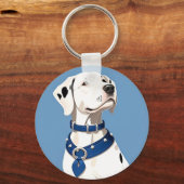 Dalmatische hond met blauwe halsband sleutelhanger (Achterkant)