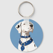 Dalmatische hond met blauwe halsband sleutelhanger (Achterkant)