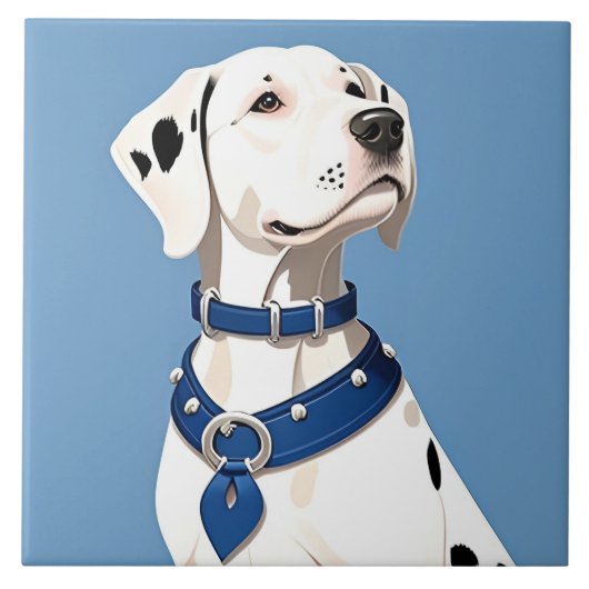 Dalmatische hond met blauwe halsband tegeltje (Voorkant)