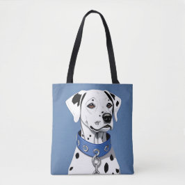 Dalmatische hond met een blauwe halsband draagtas