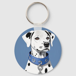 Dalmatische hond met een blauwe halsband sleutelhanger