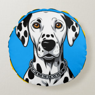 Dalmatische Hond Portret Hond Liefhebber Huis Deco Rond Kussen