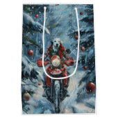 Dalmatische Hond Rijden Motorfiets Kerstmis Medium Cadeauzakje (Achterkant)