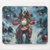 Dalmatische Hond Rijden Motorfiets Kerstmis Muismat (Voorkant)