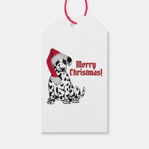 Dalmatische Hond Rood Kous Pet Vrolijk Kerstfeest Cadeaulabel