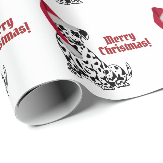 Dalmatische Hond Rood Kous Pet Vrolijk Kerstfeest Cadeaupapier (Rol Hoek)