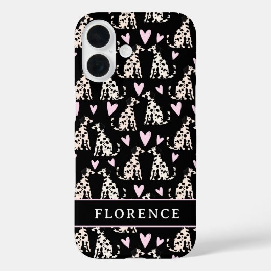 Dalmatische Hond Roze Harten Patroon Naam Case-Mate iPhone Case (Achterkant)