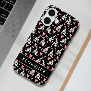 Dalmatische Hond Roze Harten Patroon Naam iPhone 16 Hoesje