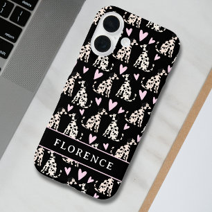Dalmatische Hond Roze Harten Patroon Naam iPhone 16 Hoesje