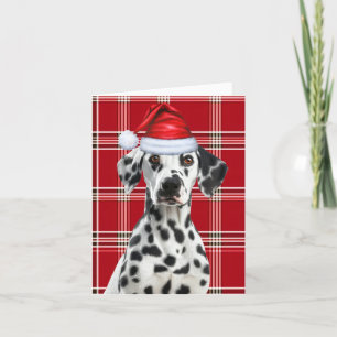 Dalmatische Hond Santa Red Seizoensgebonden Plaid  Feestdagen Kaart