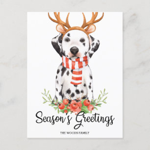 Dalmatische Hond Seizoen Groeten Kerstmis Feestdagenkaart