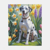 Dalmatische Hond Spring Bloemen Schilderen Fleece Deken (Voorkant)