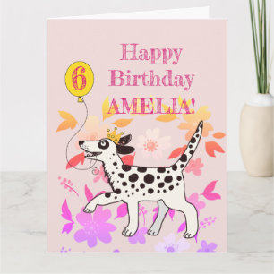 Dalmatische hond wenst gelukkige zesde verjaardag kaart