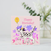 Dalmatische hond wenst gelukkige zevende verjaarda (Staand voorkant)