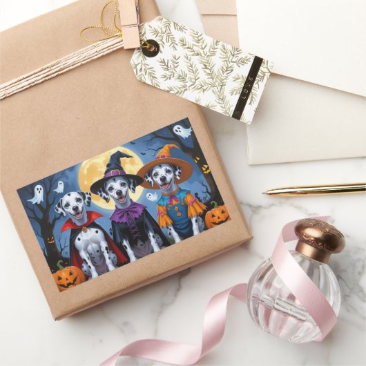 Dalmatische Honden Pompoen Halloween Grappig Rechthoekige Sticker (Geschenken)