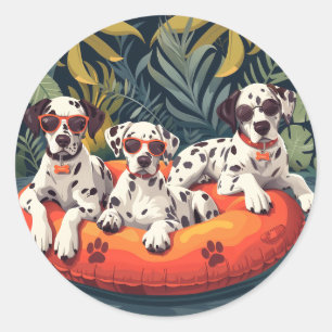 Dalmatische Honden Zomer Ananas Zwembad Float Ronde Sticker