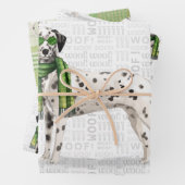Dalmatische Kersthond en Plaid Inpakpapier Vel (In situ)