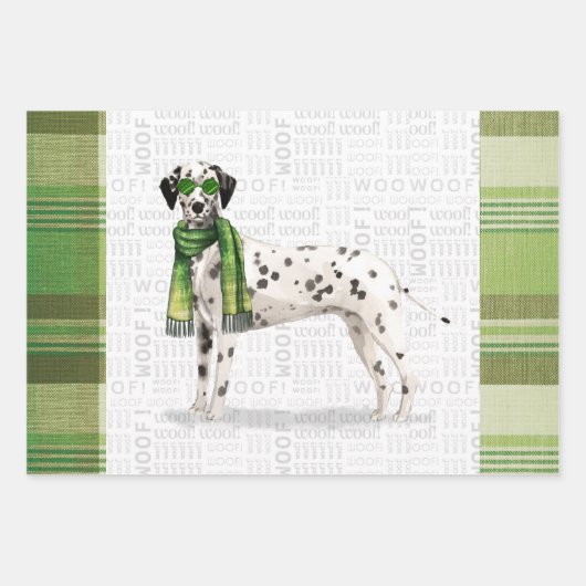 Dalmatische Kersthond en Plaid Inpakpapier Vel (Voorkant)