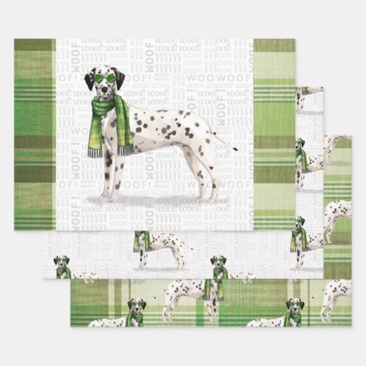 Dalmatische Kersthond en Plaid Inpakpapier Vel (Set)