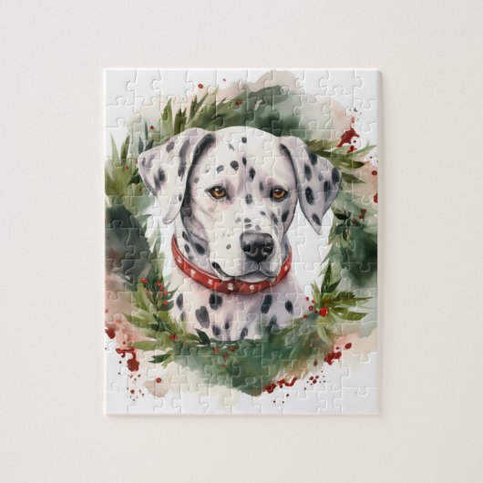 Dalmatische Kerstkrans Feestelijke Pup Legpuzzel (Verticaal)