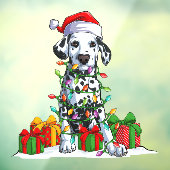 Dalmatische kerstman met kerstlampjes raamsticker (Vel 3)