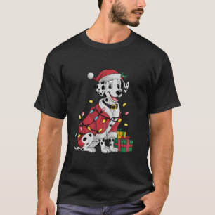 Dalmatische Kerstmis Verlichting Santa Dalmatische T-shirt