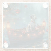 Dalmatische kerstreis glazen onderzetter (Achterkant)