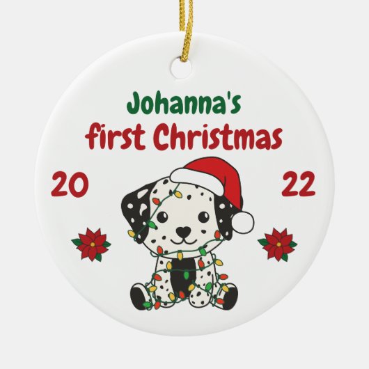 Dalmatische kerstwinter baby's eerste kerstdag keramisch ornament (Voorkant)
