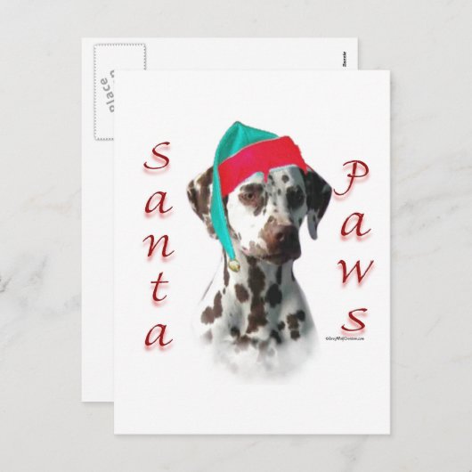 Dalmatische (lever) Santa Paws Feestdagenkaart (Voorkant / Achterkant)