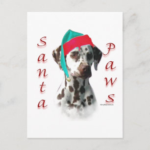 Dalmatische (lever) Santa Paws Feestdagenkaart