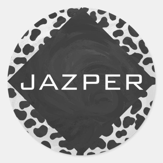 Dalmatische Monogrtam Black en White Prints Ronde Sticker (Voorkant)