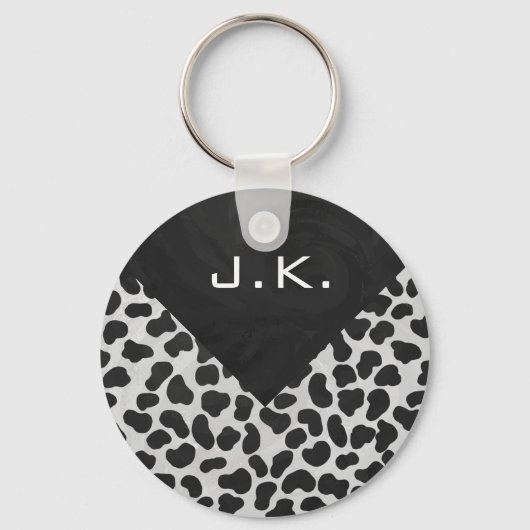 Dalmatische Monogrtam Black en White Prints Sleutelhanger (Voorkant)