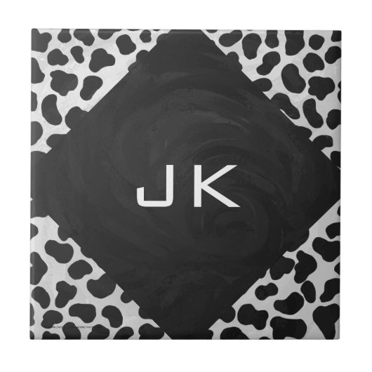 Dalmatische Monogrtam Black en White Prints Tegeltje (Voorkant)
