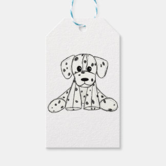 Dalmatische opgevulde hondenschets, zwart cadeaulabel