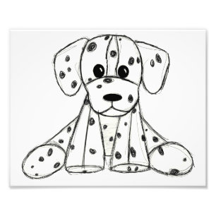 Dalmatische opgevulde hondenschets, zwart foto afdruk
