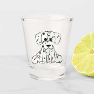 Dalmatische opgevulde hondenschets, zwart shot glas
