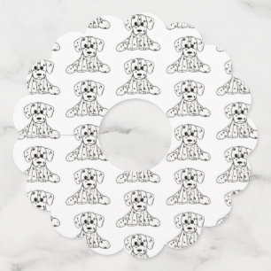 Dalmatische opgevulde hondenschets, zwart wijnglaslabel