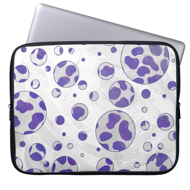 Dalmatische Paarse en witte poka Dot Laptop Sleeve (Voorkant)