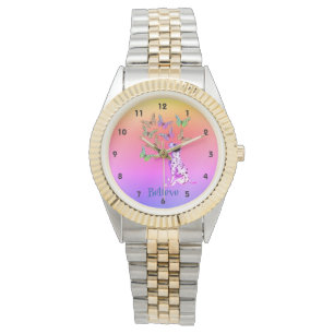 Dalmatische papaver en kleurrijke vlinders geloven horloge