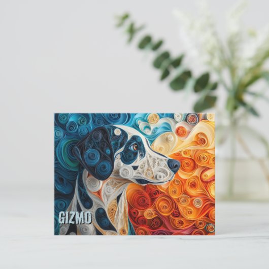 Dalmatische papieren Quilling Art Dog Portret Briefkaart (Staand voorkant)