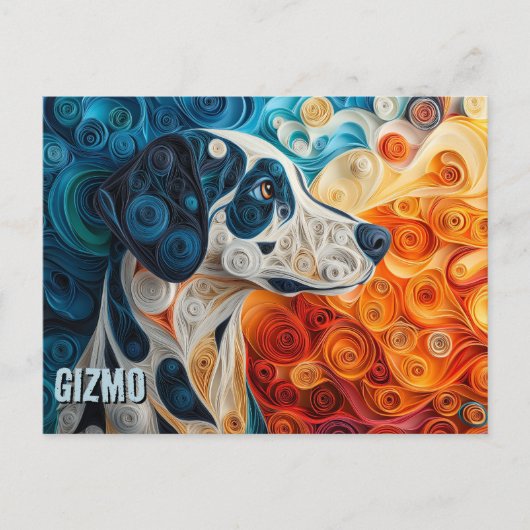Dalmatische papieren Quilling Art Dog Portret Briefkaart (Voorkant)