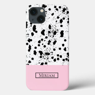 Dalmatische Print met Roze Aangepaste Naam iPhone 13 Hoesje