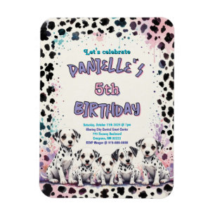 Dalmatische Puppies Roze Paarse Verjaardagsfeestje Magneet