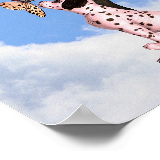 Dalmatische puppy en vlinder poster (Hoek)