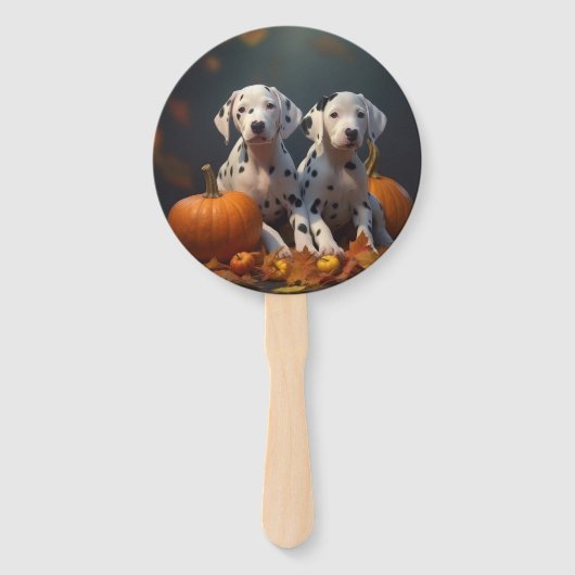 Dalmatische Puppy Herfst Delight Pompoen Handwaaier (Voorkant)
